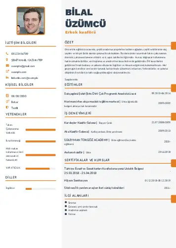Kuaför Cv Örnekleri cv indir